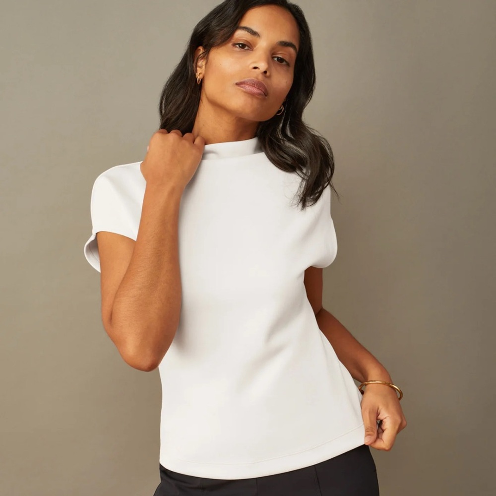 Aday Cap Sleeve Mock Neck Top